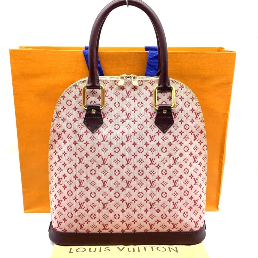 Auth Louis Vuitton Monogram Mini Alma O Cerise Hand Bag with DustBag and LV bag